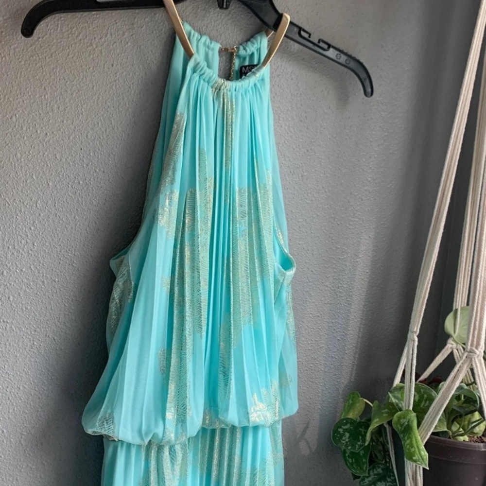 MSK Blue and Gold Formal Maxi Dress